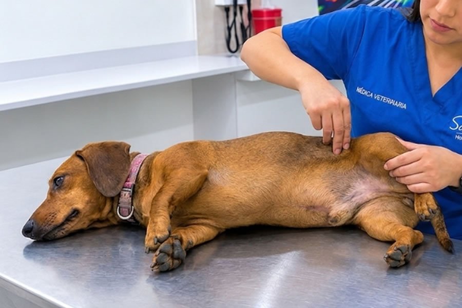 Examen neurológico veterinario y evaluación de reflejos en perro