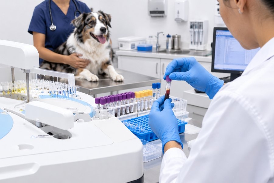 Análisis de laboratorio veterinario para diagnosticar enfermedades en perros